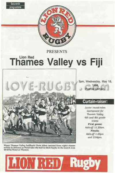 1994 Thames Valley v Fiji  Rugby Programme